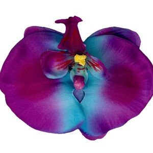 PURPLE and Blue Fabric ORCHID CLIP For HAIR and Clothing PINUP Rockabilly VLV